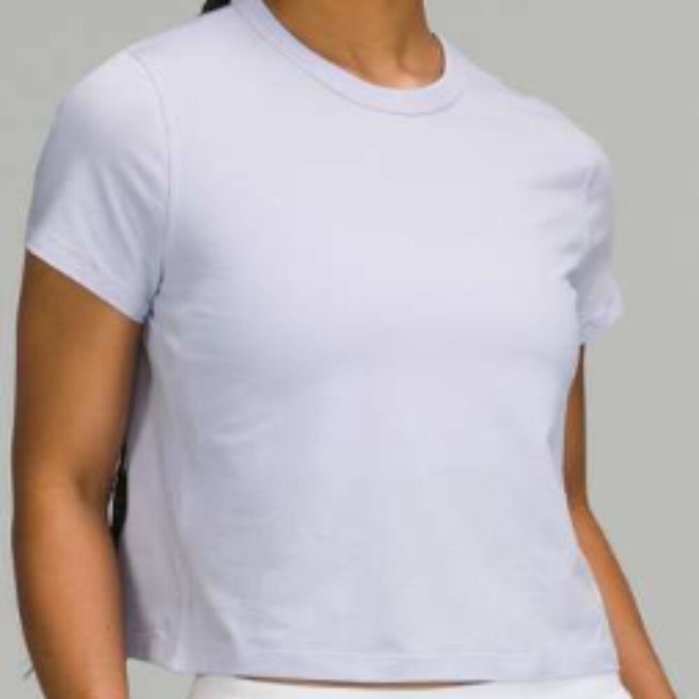NWT Lululemon Classic-Fit Cotton-Blend T-Shirt Pastel Blue Lilac 6 PERFECT